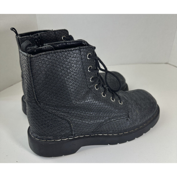T.U.K. Reptile Pattern Combat Boot Y2k 90's Grunge Punk Gray US Women's Size 10 - Picture 6 of 16